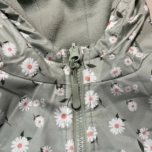 NWOT Sweet Stories fleece lined zip-up mint & Daisies hooded Jacket small 7/8 - Picture 4 of 8